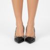 Scarpin Salto Alto Fino Bico Alongado Bicolor Snake Fargo