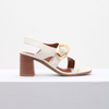 Sandália Salto Alto Bloco Maxi Fivela Off White Fargo