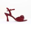 Sandália Salto Alto Fino Couro Detalhe Flor Origami Malbec Fargo