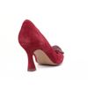Scarpin Salto Medio Fino Couro Flor Origami Malbec Fargo