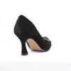 Scarpin Salto Medio Fino Couro Flor Origami Preto Fargo