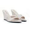 Sandalia Salto Alto Anabela Mule Tiras Bico Folha Off White Fargo