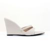 Sandalia Salto Alto Anabela Mule Tiras Bico Folha Off White Fargo