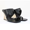 Sandalia Salto Alto Anabela Cromado Preto Fargo