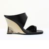 Sandalia Salto Alto Anabela Cromado Preto Fargo