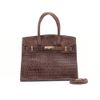 Bolsa Satchel Croco Couro Chocolate Fargo