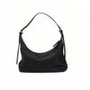 Bolsa Hobo de Ombro Trançada Couro Preto Fargo