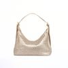 Bolsa Hobo de Ombro Trançada Couro Ouro Fargo