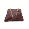 Bolsa Clutch Croco com Corrente Couro Chocolate Fargo