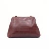 Bolsa Clutch Croco com Corrente Couro Chocolate Fargo