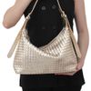 Bolsa Hobo de Ombro Trançada Couro Ouro Fargo