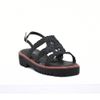 Sandália Flatform Trama Com Fivela Preto Fargo