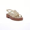 Sandália Flatform Trama Com Fivela Ouro Fargo