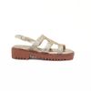 Sandália Flatform Trama Com Fivela Ouro Fargo