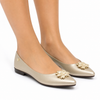 Sapatilha Comfort Bico Fino Enfeite Maxi Flor Ouro Fargo