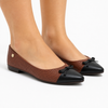 Sapatilha Comfort Mocassim Bico Fino Laço Âmbar e Preto Fargo