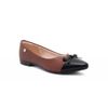 Sapatilha Comfort Mocassim Bico Fino Laço Âmbar e Preto Fargo
