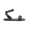 Sandália Flat Tiras Tressê Tornozelo Preto Fargo