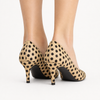 Scarpin Salto Medio Fino Couro Estampado Poá Fargo