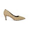 Scarpin Salto Medio Fino Couro Estampado Poá Fargo