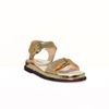 Sandália Flatform Couro Fivelas Ouro Fargo