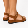 Sandália Flatform Couro Fivelas Âmbar Fargo