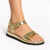Sandália Flatform Couro Fivelas Ouro Fargo