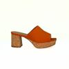Sandália Salto Alto Plataforma Couro Tamanco Terracota Fargo