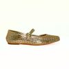 Sapatilha Mary Jane Couro Furinhos Laser Ouro Fargo