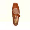 Sapatilha  Mary Jane Couro Furinhos Laser Terracota Fargo