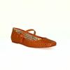 Sapatilha  Mary Jane Couro Furinhos Laser Terracota Fargo