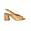 Sandalia Salto Alto Couro Bloco Peep Toe Baunilha Fargo