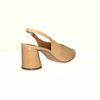Sandalia Salto Alto Couro Bloco Peep Toe Baunilha Fargo
