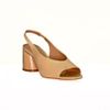 Sandalia Salto Alto Couro Bloco Peep Toe Baunilha Fargo