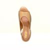 Sandalia Salto Alto Couro Bloco Peep Toe Baunilha Fargo