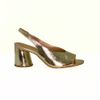 Sandalia Salto Alto Couro Bloco Peep Toe Ouro Fargo
