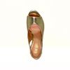 Sandalia Salto Alto Couro Bloco Peep Toe Ouro Fargo