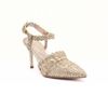 Scarpin Salto Alto Fino Tramado Dourado Fargo