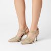 Scarpin Salto Alto Fino Tramado Dourado Fargo