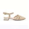 Scarpin Salto Baixo Bloco Tramado Dourado Fargo