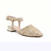 Scarpin Salto Baixo Bloco Tramado Dourado Fargo
