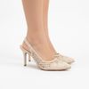 Scarpin Salto Alto Fino Trama Natural Fargo