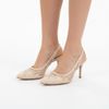 Scarpin Salto Alto Fino Trama Natural Fargo