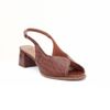 Sandália Salto Médio Bloco Couro Peeptoe Pesponto Chocolate Fargo