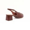 Sandália Salto Médio Bloco Couro Peeptoe Pesponto Chocolate Fargo
