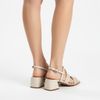 Sandália Salto Médio Bloco Couro Detalhes Estampa Off White Fargo
