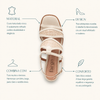 Sandália Salto Médio Bloco Couro Detalhes Estampa Off White Fargo