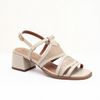 Sandália Salto Médio Bloco Couro Detalhes Estampa Off White Fargo