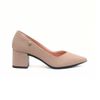 Scarpin Comfort Salto Medio Bloco Básico Amêndoa Fargo