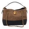 Bolsa Média Bicolor Tressê Mel e Preto Fargo
